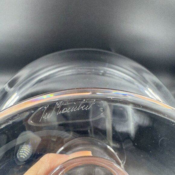 Val St Lambert State Tall Crystal Clear Glass Compote Footed Centerpiece Bowl - Picture 7 of 11